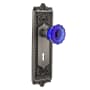 Nostalgic Warehouse Egg and Dart Solid Brass Rose Dummy Door Knob Set with Cobalt Crystal Knob and Decorative Keyhole Antique Pewter