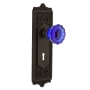 Nostalgic Warehouse Egg and Dart Solid Brass Rose Dummy Door Knob Set with Cobalt Crystal Knob and Decorative Keyhole Oil-Rubbed Bronze