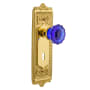 Nostalgic Warehouse Egg and Dart Solid Brass Rose Dummy Door Knob Set with Cobalt Crystal Knob and Decorative Keyhole Unlacquered Brass