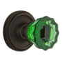 Nostalgic Warehouse Classic Solid Brass Rose Privacy Door Knob Set with Emerald Crystal Knob and 2-3/4" Backset Oil-Rubbed Bronze