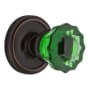 Nostalgic Warehouse Classic Solid Brass Rose Privacy Door Knob Set with Emerald Crystal Knob and 2-3/4" Backset Timeless Bronze
