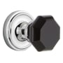 Nostalgic Warehouse Classic Solid Brass Rose Privacy Door Knob Set with Black Waldorf Knob and 2-3/4" Backset Bright Chrome