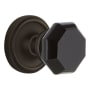Nostalgic Warehouse Classic Solid Brass Rose Privacy Door Knob Set with Black Waldorf Knob and 2-3/4" Backset Oil-Rubbed Bronze