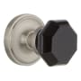 Nostalgic Warehouse Classic Solid Brass Rose Privacy Door Knob Set with Black Waldorf Knob and 2-3/4" Backset Satin Nickel