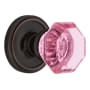 Nostalgic Warehouse Classic Solid Brass Rose Privacy Door Knob Set with Pink Waldorf Knob and 2-3/8" Backset Timeless Bronze