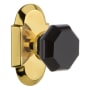 Nostalgic Warehouse Cottage Solid Brass Rose Privacy Door Knob Set with Black Waldorf Knob and 2-3/8" Backset Polished Brass