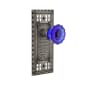 Nostalgic Warehouse Craftsman Solid Brass Rose Privacy Door Knob Set with Cobalt Crystal Knob and 2-3/8" Backset Antique Pewter