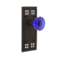 Nostalgic Warehouse Craftsman Solid Brass Rose Privacy Door Knob Set with Cobalt Crystal Knob and 2-3/8" Backset Oil-Rubbed Bronze
