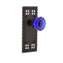 Nostalgic Warehouse Craftsman Solid Brass Rose Privacy Door Knob Set with Cobalt Crystal Knob and 2-3/8" Backset Timeless Bronze
