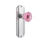 Nostalgic Warehouse Deco Solid Brass Rose Privacy Door Knob Set with Pink Crystal Knob and 2-3/8" Backset Bright Chrome