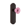 Nostalgic Warehouse Deco Solid Brass Rose Privacy Door Knob Set with Pink Crystal Knob and 2-3/8" Backset Timeless Bronze