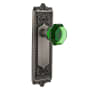 Nostalgic Warehouse Egg and Dart Solid Brass Rose Privacy Door Knob Set with Emerald Waldorf Knob for 2-3/4" Backset Antique Pewter