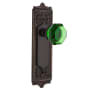 Nostalgic Warehouse Egg and Dart Solid Brass Rose Privacy Door Knob Set with Emerald Waldorf Knob for 2-3/4" Backset Timeless Bronze