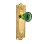 Nostalgic Warehouse Meadows Solid Brass Rose Privacy Door Knob Set with Emerald Crystal Door Knob and 2-3/8" Backset Polished Brass