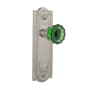 Nostalgic Warehouse Meadows Solid Brass Rose Privacy Door Knob Set with Emerald Crystal Door Knob and 2-3/8" Backset Satin Nickel