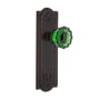 Nostalgic Warehouse Meadows Solid Brass Rose Privacy Door Knob Set with Emerald Crystal Door Knob and 2-3/8" Backset Timeless Bronze