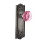 Nostalgic Warehouse Meadows Solid Brass Rose Privacy Door Knob Set with Pink Waldorf Door Knob and 2-3/4" Backset Antique Pewter