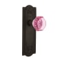 Nostalgic Warehouse Meadows Solid Brass Rose Privacy Door Knob Set with Pink Waldorf Door Knob and 2-3/4" Backset Oil-Rubbed Bronze