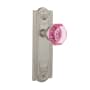 Nostalgic Warehouse Meadows Solid Brass Rose Privacy Door Knob Set with Pink Waldorf Door Knob and 2-3/4" Backset Satin Nickel
