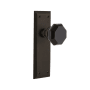 Nostalgic Warehouse New York Solid Brass Rose Privacy Door Knob Set with Black Waldorf Knob for 2-3/4" Backset Oil-Rubbed Bronze