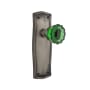 Nostalgic Warehouse Prairie Solid Brass Rose Privacy Door Knob Set with Emerald Crystal Knob for 2-3/8" Backset Antique Pewter