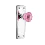 Nostalgic Warehouse Prairie Solid Brass Rose Privacy Door Knob Set with Pink Crystal Knob for 2-3/4" Backset Bright Chrome