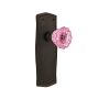 Nostalgic Warehouse Prairie Solid Brass Rose Privacy Door Knob Set with Pink Crystal Knob for 2-3/4" Backset Oil-Rubbed Bronze