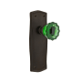 Nostalgic Warehouse Prairie Solid Brass Rose Privacy Door Knob Set with Emerald Crystal Knob for 2-3/8" Backset Oil-Rubbed Bronze