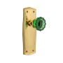 Nostalgic Warehouse Prairie Solid Brass Rose Privacy Door Knob Set with Emerald Crystal Knob for 2-3/8" Backset Unlacquered Brass
