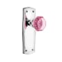 Nostalgic Warehouse Prairie Solid Brass Rose Privacy Door Knob Set with Pink Waldorf Knob for 2-3/4" Backset Bright Chrome
