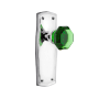Nostalgic Warehouse Prairie Solid Brass Rose Privacy Door Knob Set with Emerald Waldorf Knob for 2-3/4" Backset Bright Chrome