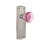 Nostalgic Warehouse Prairie Solid Brass Rose Privacy Door Knob Set with Pink Waldorf Knob for 2-3/4" Backset Satin Nickel