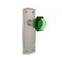 Nostalgic Warehouse Prairie Solid Brass Rose Privacy Door Knob Set with Emerald Waldorf Knob for 2-3/4" Backset Satin Nickel