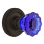 Nostalgic Warehouse Rope Solid Brass Rose Privacy Door Knob Set with Cobalt Crystal Knob and 2-3/8" Backset Oil-Rubbed Bronze