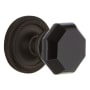 Nostalgic Warehouse Rope Solid Brass Rose Privacy Door Knob Set with Black Waldorf Knob and 2-3/4" Backset Oil-Rubbed Bronze