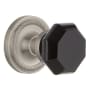 Nostalgic Warehouse Rope Solid Brass Rose Privacy Door Knob Set with Black Waldorf Knob and 2-3/4" Backset Satin Nickel