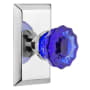 Nostalgic Warehouse Studio Solid Brass Rose Privacy Door Knob Set with Cobalt Crystal Knob and 2-3/4" Backset Bright Chrome