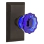 Nostalgic Warehouse Studio Solid Brass Rose Privacy Door Knob Set with Cobalt Crystal Knob and 2-3/4" Backset Oil-Rubbed Bronze