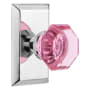 Nostalgic Warehouse Studio Solid Brass Rose Privacy Door Knob Set with Pink Waldorf Knob and 2-3/8" Backset Bright Chrome