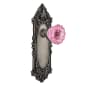 Nostalgic Warehouse Victorian Rose Privacy Door Knob Set with Pink Crystal Knob for 2-3/8" Backset Antique Pewter