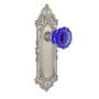 Nostalgic Warehouse Victorian Rose Privacy Door Knob Set with Cobalt Crystal Knob for 2-3/4" Backset Satin Nickel