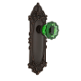 Nostalgic Warehouse Victorian Rose Privacy Door Knob Set with Emerald Crystal Knob for 2-3/8" Backset Timeless Bronze