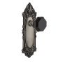 Nostalgic Warehouse Victorian Rose Privacy Door Knob Set with Black Waldorf Knob for 2-3/4" Backset Antique Pewter