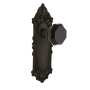 Nostalgic Warehouse Victorian Rose Privacy Door Knob Set with Black Waldorf Knob for 2-3/4" Backset Oil Rubbed Bronze