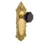 Nostalgic Warehouse Victorian Rose Privacy Door Knob Set with Black Waldorf Knob for 2-3/4" Backset Polished Brass