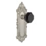 Nostalgic Warehouse Victorian Rose Privacy Door Knob Set with Black Waldorf Knob for 2-3/4" Backset Satin Nickel