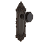 Nostalgic Warehouse Victorian Rose Privacy Door Knob Set with Black Waldorf Knob for 2-3/4" Backset Timeless Bronze