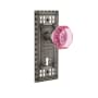 Nostalgic Warehouse Craftsman Solid Brass Rose Privacy Door Knob Set with Pink Waldorf Knob and Keyhole for 2-3/4" Backset Antique Pewter