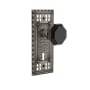 Nostalgic Warehouse Craftsman Solid Brass Rose Privacy Door Knob Set with Black Waldorf Knob and Keyhole for 2-3/4" Backset Antique Pewter