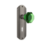 Nostalgic Warehouse Deco Solid Brass Rose Privacy Door Knob Set with Emerald Waldorf Knob and Decorative Keyhole for 2-3/8" Backset Antique Pewter